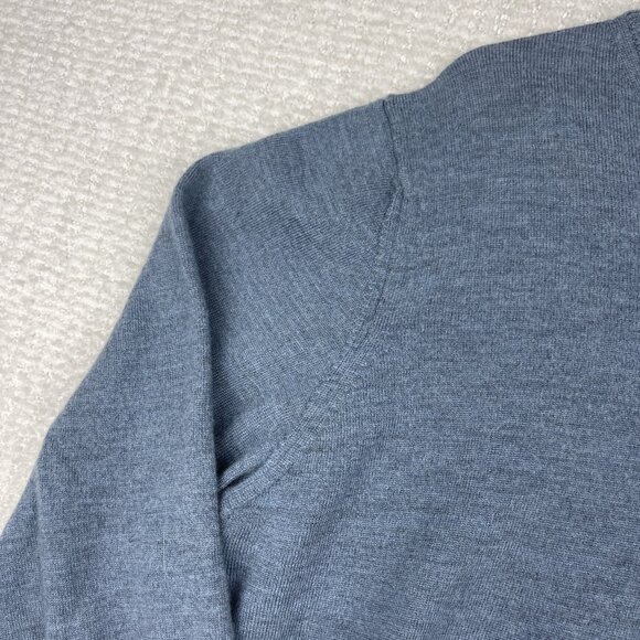 Harry Rosen Made in Italy Fine Merino Wool V Neck Sweater Large Teal Blue Read* - Picture 3 of 16